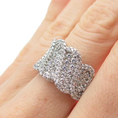 925 Sterling Silver Round-Cut C Z Sparkle Ring Size 6.75