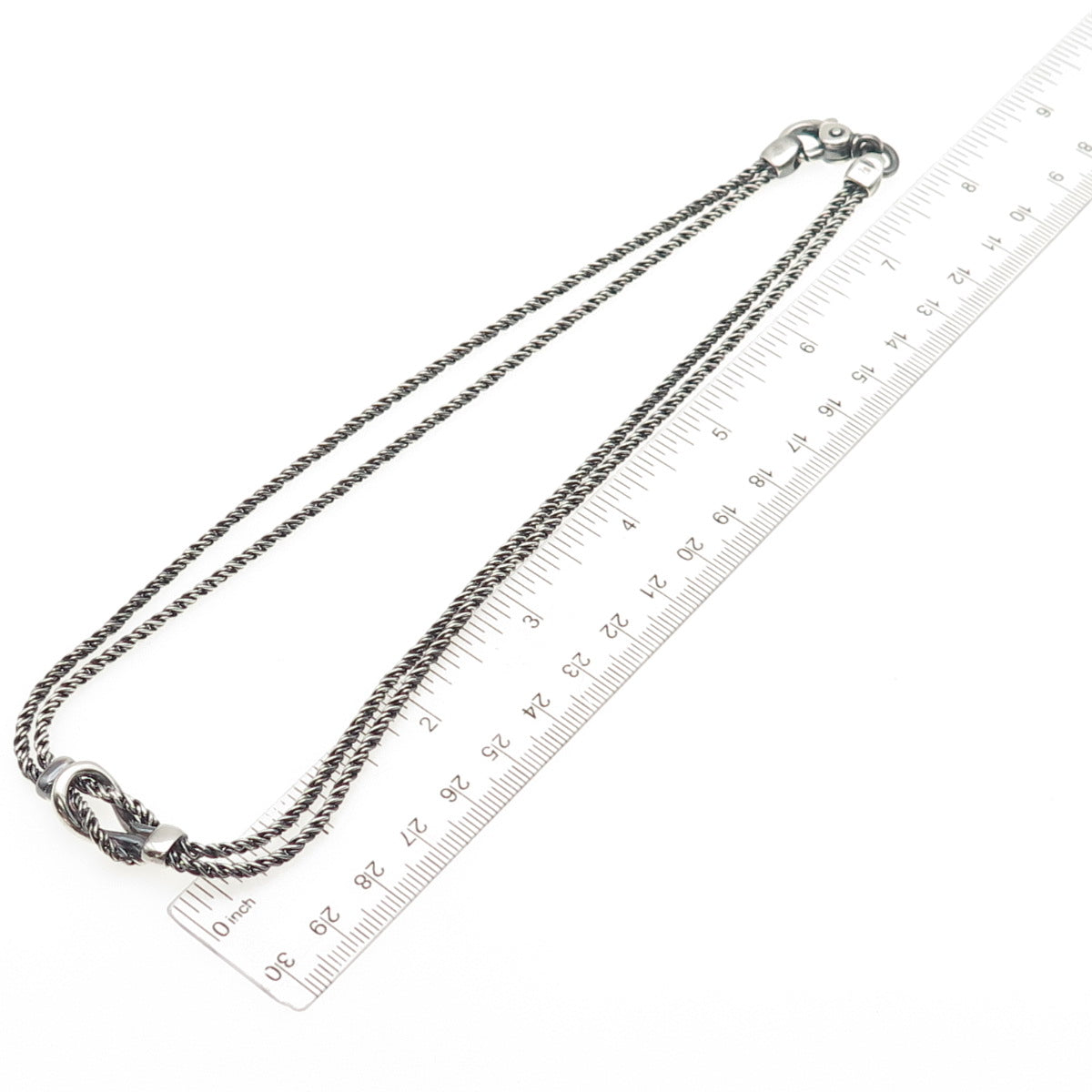 TIFFANY & CO. Sterling Silver Vintage Love Knot Double Rope Chain Necklace 18"