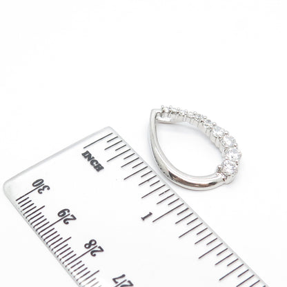 925 Sterling Silver C Z Open Teardrop Slide Pendant