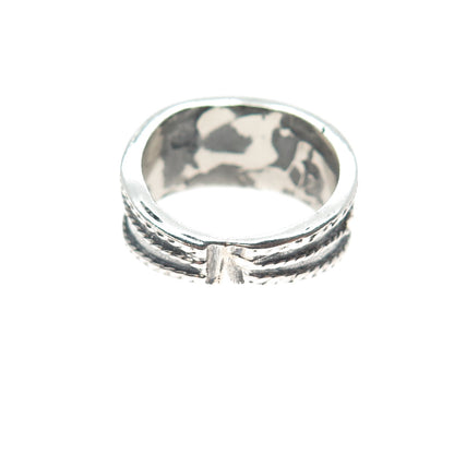925 Sterling Silver Vintage Modernist Swirl Oxidized Ring Size 6.75