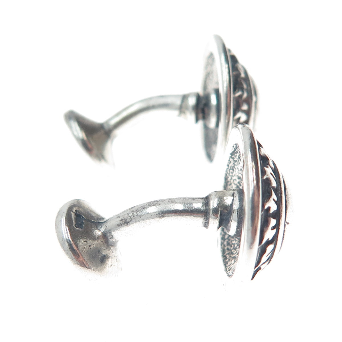 925 Sterling Silver Vintage Modernist Sun Oxidized Cufflinks