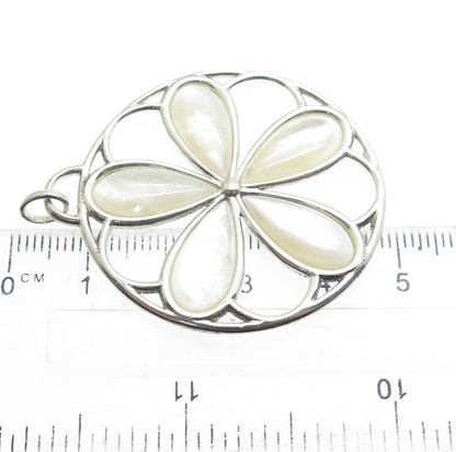 TIFFANY & CO. 925 Sterling Silver Vintage Italy MOP Floral Pendant