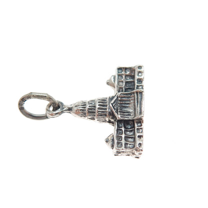BEAU 925 Sterling Silver Vintage US Capitol Building Minimalist 3D Charm Pendant