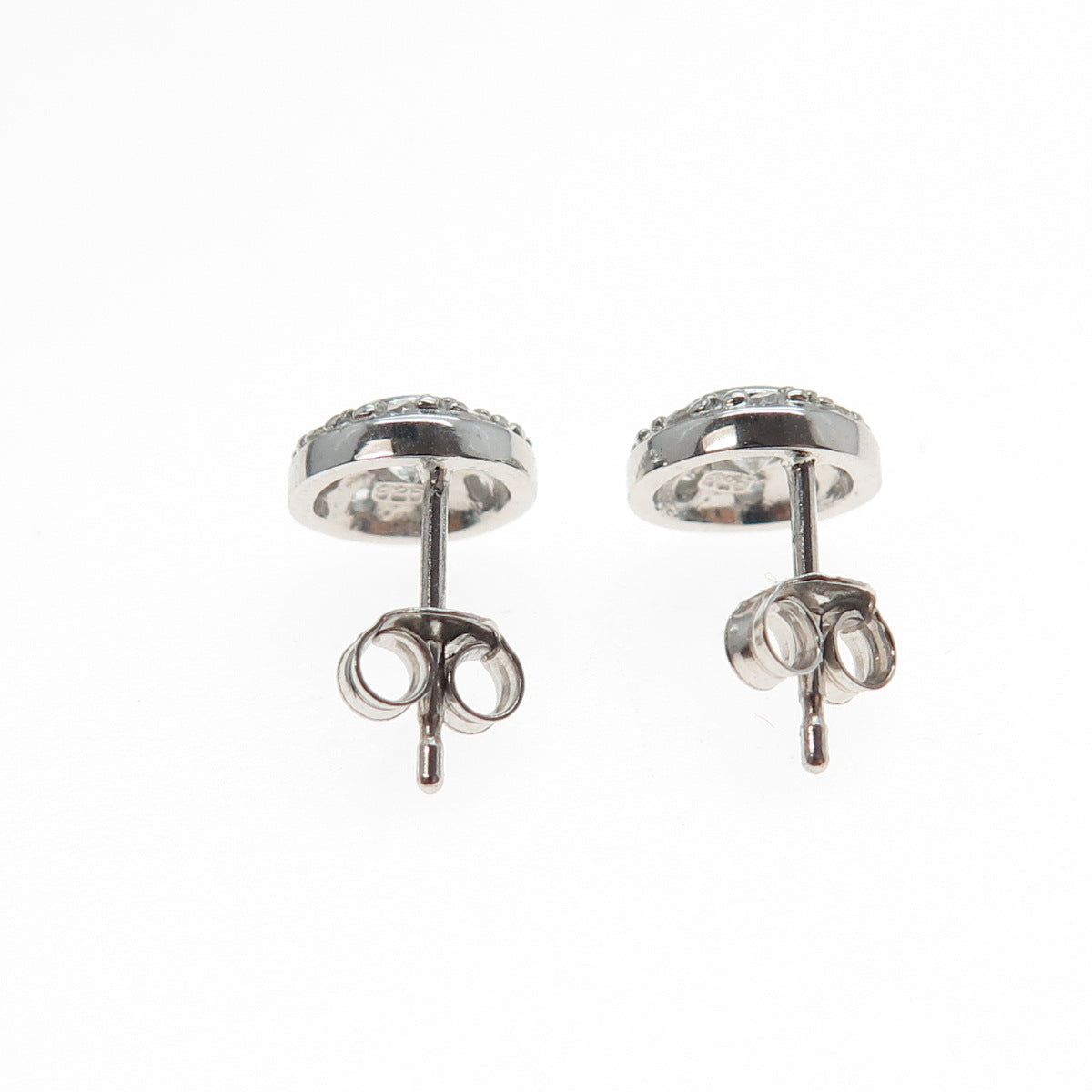 925 Sterling Silver Round-Cut C Z Stud Earrings