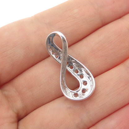 925 Sterling Silver Real Diamond Accent & White Topaz Infinity Slide Pendant