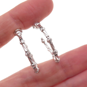925 Sterling Silver Italy Ball & Tube Bar Hoop Earrings