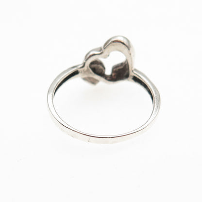 Ken Crafts 925 Sterling Silver Vintage Mom & Child Heart Ring Size 6.75