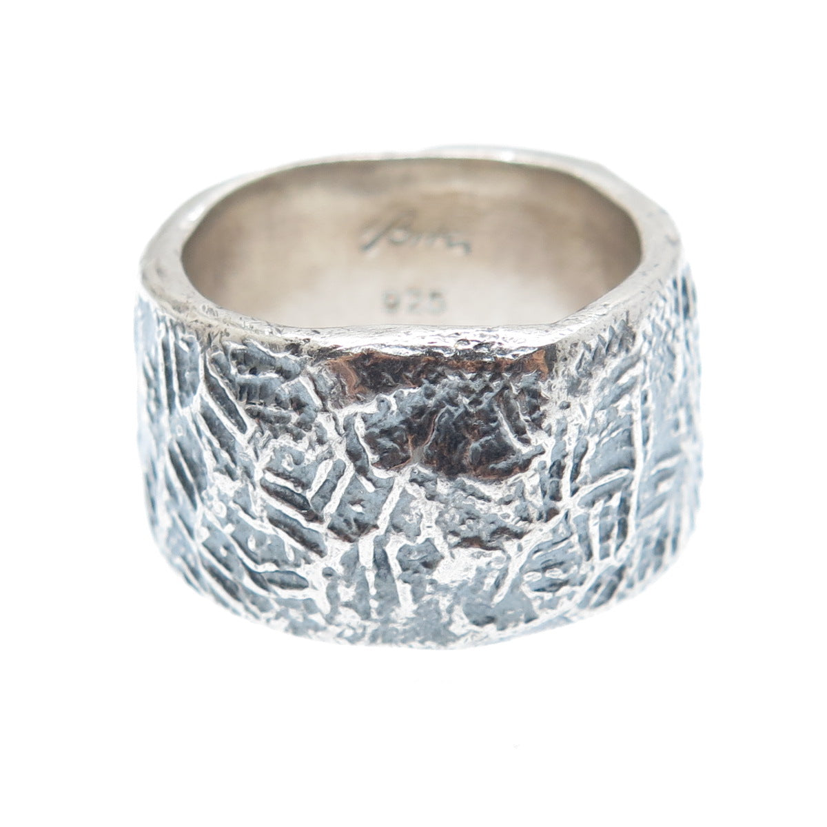BRIM BITER 925 Sterling Silver Vintage Modernist Oxidized Band Ring Size 6