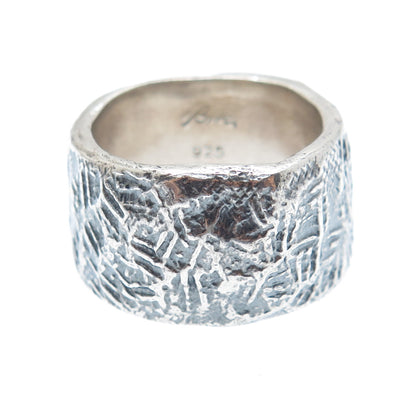 BRIM BITER 925 Sterling Silver Vintage Modernist Oxidized Band Ring Size 6