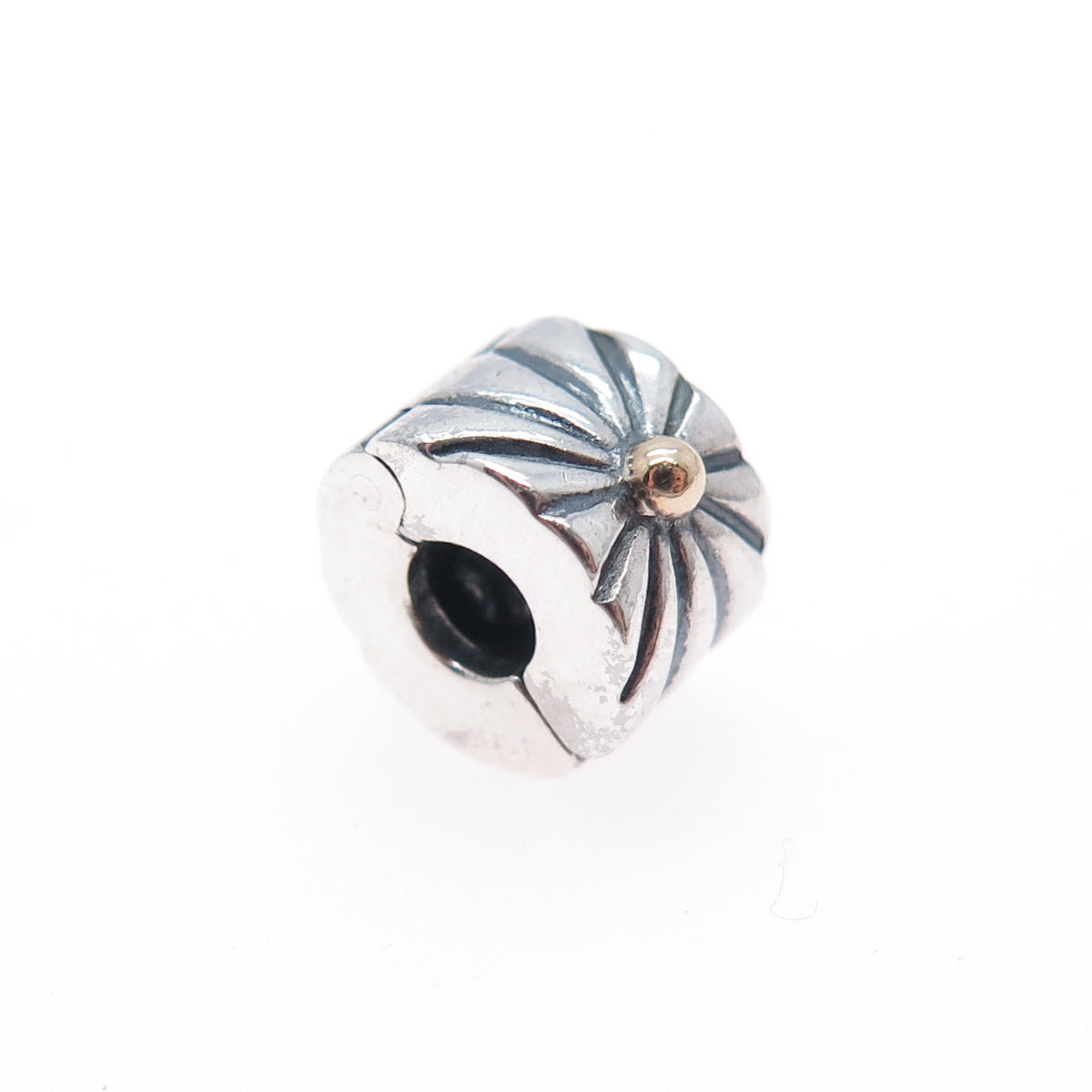 PANDORA 925 Sterling Silver & Gold Sunburst Clip Charm