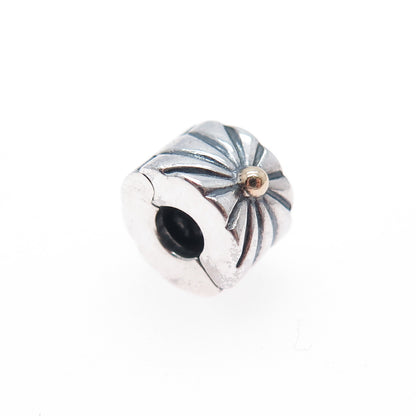 PANDORA 925 Sterling Silver & Gold Sunburst Clip Charm