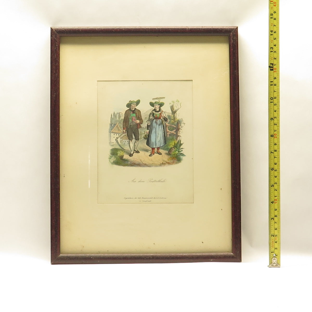 ANTIQUE End XIX Hand-Painted Lithograph Aus dem Pusterthale C.A.Czichna