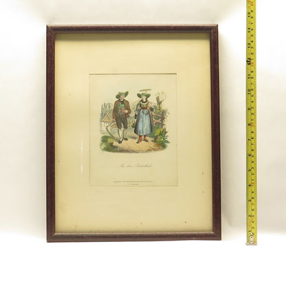 ANTIQUE End XIX Hand-Painted Lithograph Aus dem Pusterthale C.A.Czichna