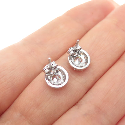 925 Sterling Silver Round-Cut C Z Stud Earrings