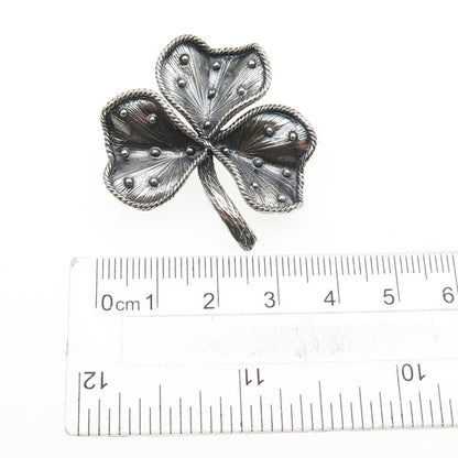 DANECRAFT 925 Sterling Silver Vintage Clover Oxidized Pin Brooch