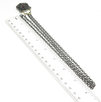 MICHAEL VALITUTTI 925 Sterling Silver White Topaz Garnet Spinel Gem Necklace 32"