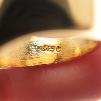 925 Sterling Silver Gold Plated Marquise-Cut Shaped C Z Ring Size 6.25