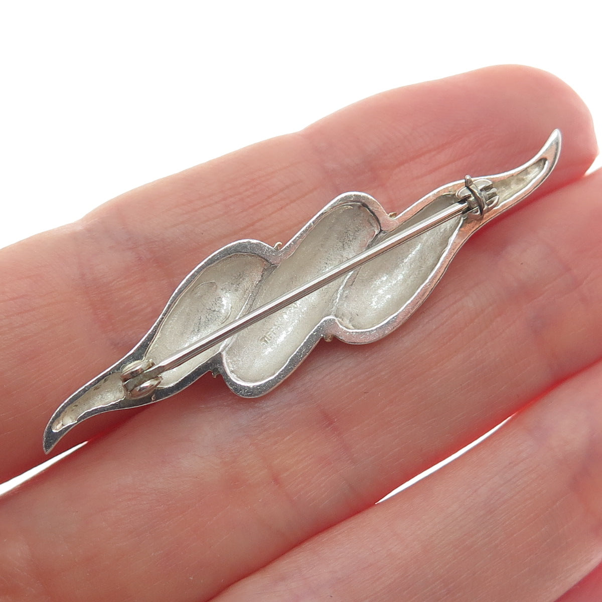 14K Yellow Gold & 925 Sterling Silver Vintage Puffy Twisted Pin Brooch