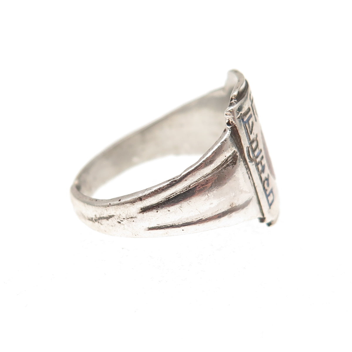 925 Sterling Silver Antique Art Deco Enamel Brahma Kumaris Ring Size 7.25
