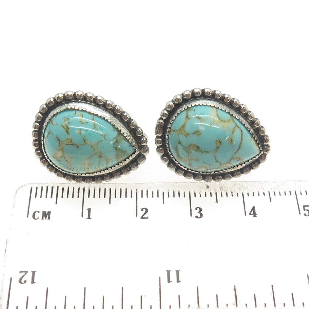 DANECRAFT Sterling Silver Antique Art Deco Faux Turquoise Screw Back Earrings