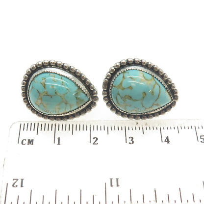 DANECRAFT Sterling Silver Antique Art Deco Faux Turquoise Screw Back Earrings