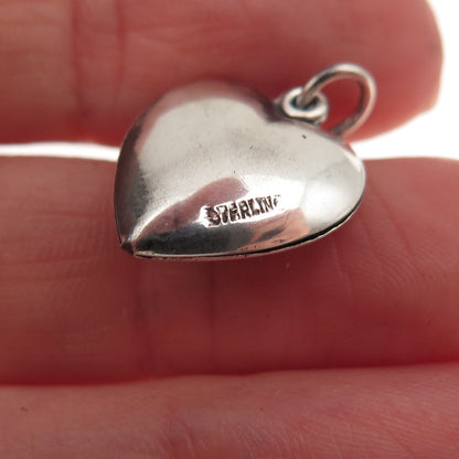 925 Sterling Antique Art Deco I Love You Chatelaine Heart Mini Charm Pendant