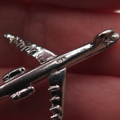 925 Sterling Silver Vintage Airplane 3D Charm Pendant