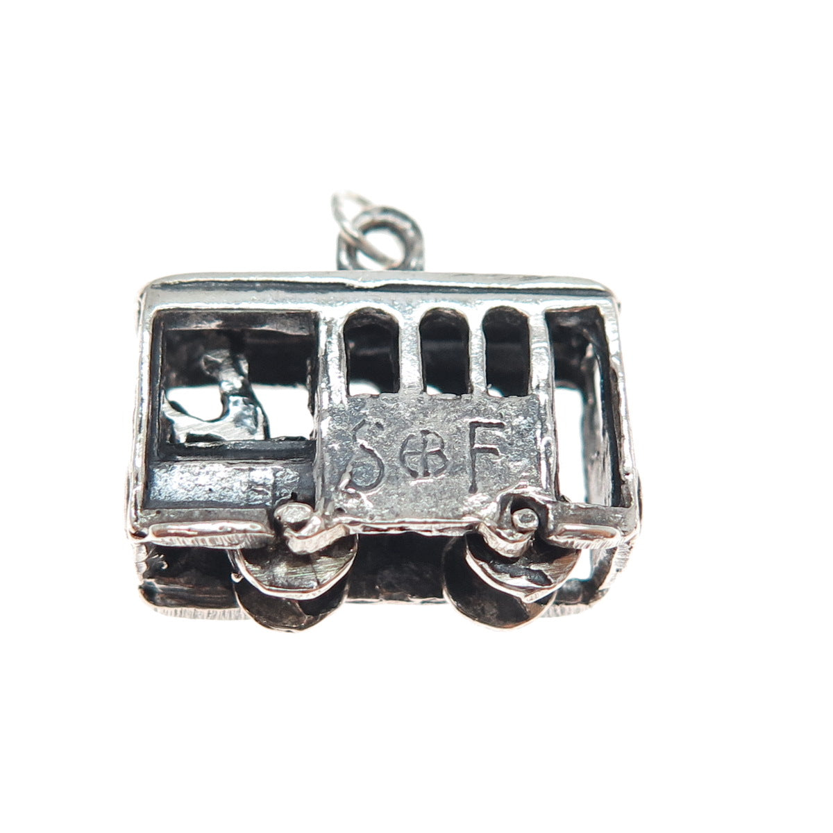 925 Sterling Silver Vintage San Francisco Cable Car Mini 3D Charm Pendant