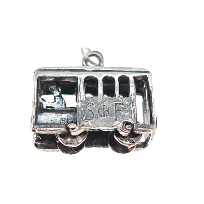 925 Sterling Silver Vintage San Francisco Cable Car Mini 3D Charm Pendant