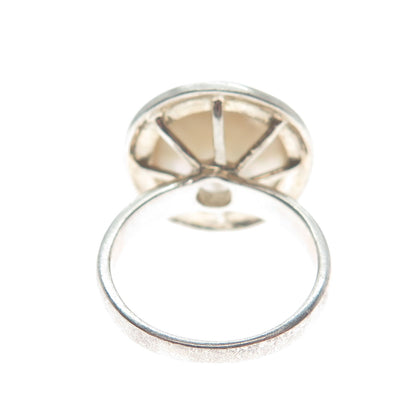 925 Sterling Silver Vintage Real Pearl Oxidized Ring Size 5.25
