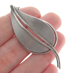 925 Sterling Silver Vintage Germany Modernist Floral Leaf Pin Brooch