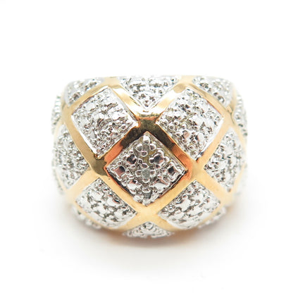 ROSS SIMONS 925 Sterling Silver 2-Tone Real White Diamond Accent Ring Size 6.25