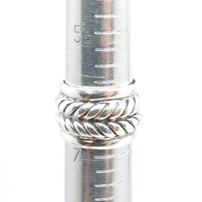 925 Sterling Silver Vintage Twisted Rope Wide Band Ring Size 6.75
