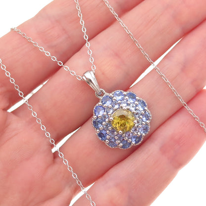 Chuck Clemency 925 Sterling Silver Real Tanzanite & Citrine Chain Necklace 20"