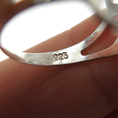 925 Sterling Silver Vintage Mexico Modernist Flower Ring Size 7