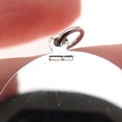 925 Sterling Silver Vintage Round Tag Charm Pendant