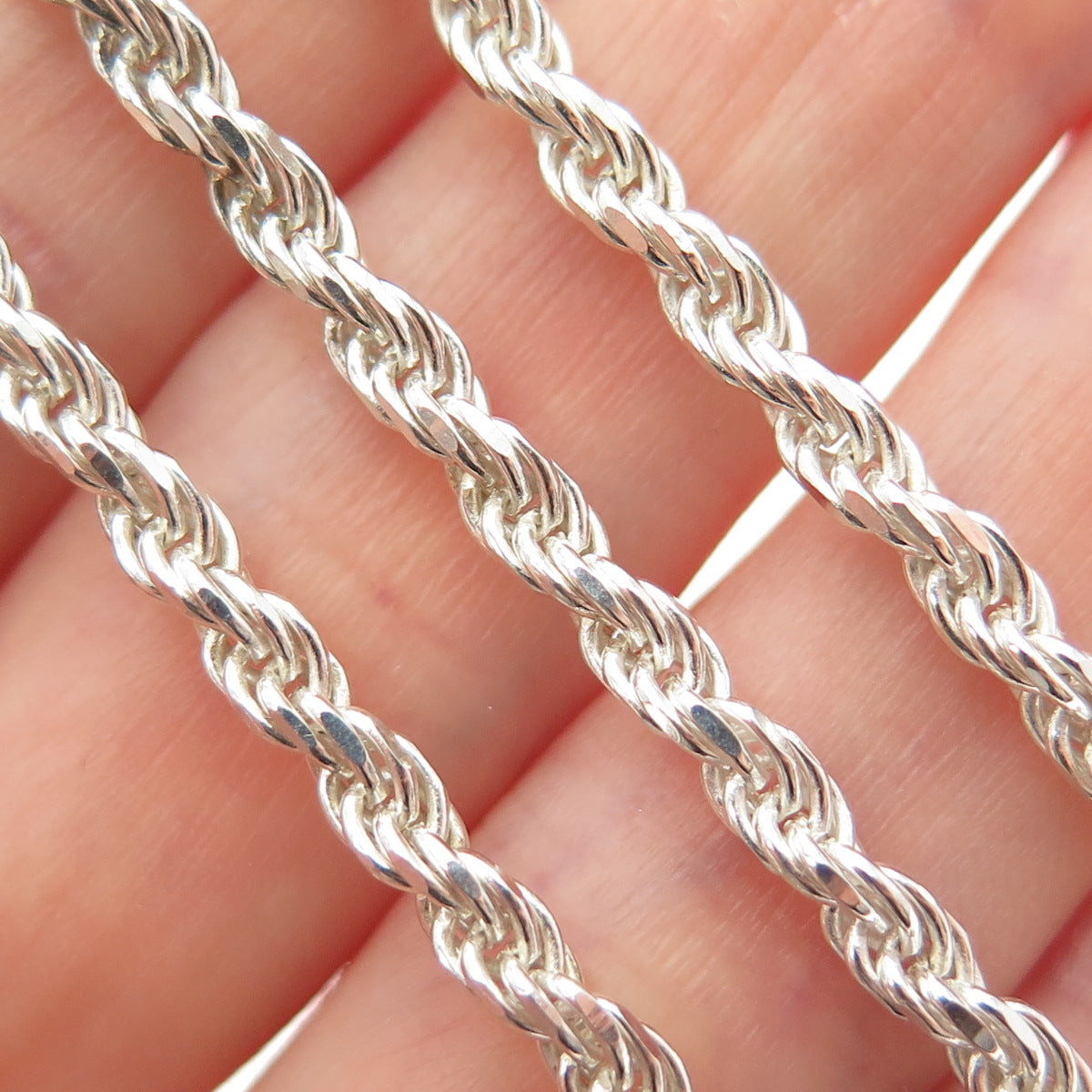 925 Sterling Silver Vintage Italy Twisted Rope Chain Necklace 18"