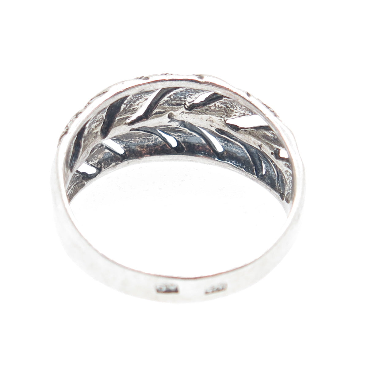 925 Sterling Silver Vintage AG Flower Arrow Oxidized Ring Size 8.75