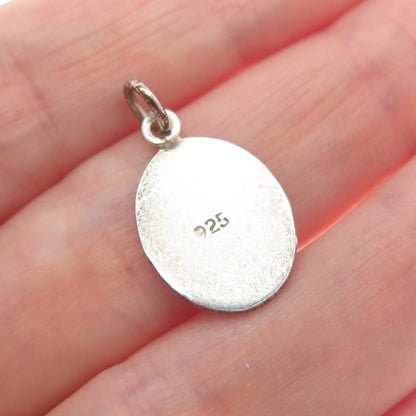 925 Sterling Silver Vintage Enamel Cartoon Character Toddler Girl Mini Pendant