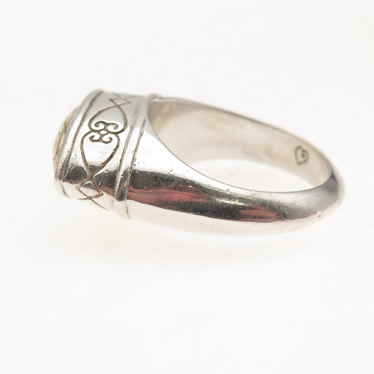 Brighton 925 Sterling Silver 2-Tone Vintage Infinity Heart Ring Size 8