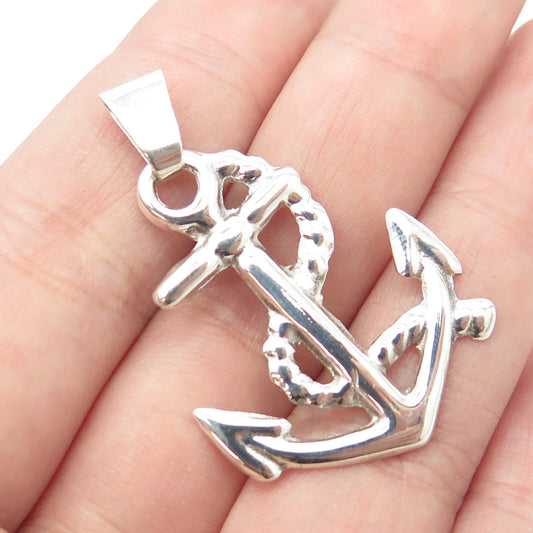 925 Sterling Silver Vintage US Navy Anchor Pendant