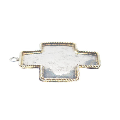 925 Sterling Silver 2-Tone Vintage Cross Pendant