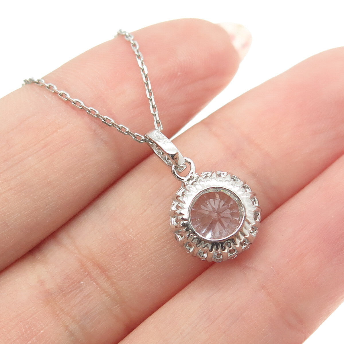 925 Sterling Silver Round-Cut C Z Sparkle Cable Chain Necklace 16"