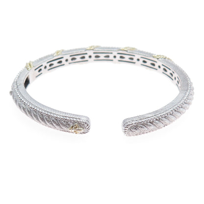 JUDITH RIPKA 925 Sterling Silver 2-Tone Twisted Roped Cuff Bracelet 6"