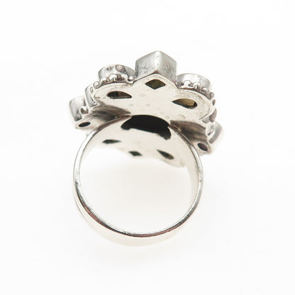 Nicky Butler 925 Sterling Silver Vintage Real Druzy & Multi-Gem Ring Size 8