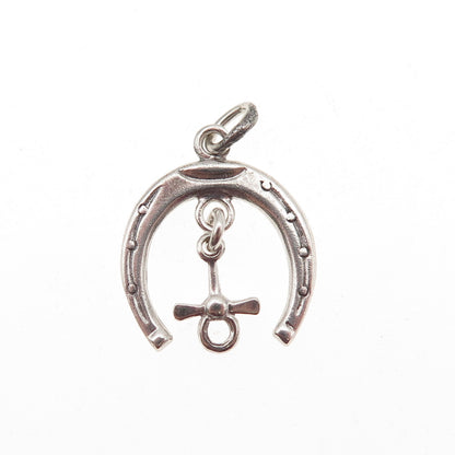 925 Sterling Silver Antique Art Deco Horseshoe Good Luck Mini Charm Pendant
