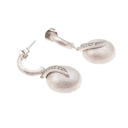 925 Sterling Silver Round-Cut C Z Berry Dangle Earrings