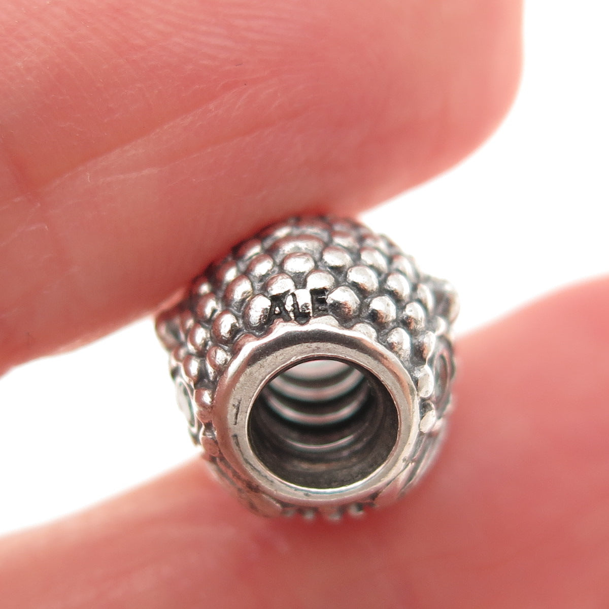 PANDORA 925 Sterling Silver Green C Z Wise Owl Slide Bead Charm