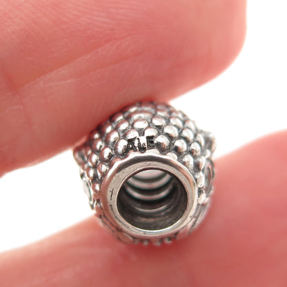 PANDORA 925 Sterling Silver Green C Z Wise Owl Slide Bead Charm
