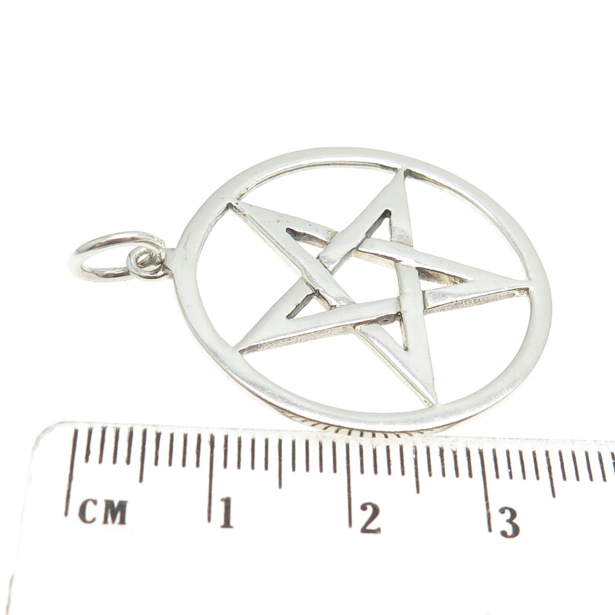 925 Sterling Silver Vintage Pentagram Round Pendant